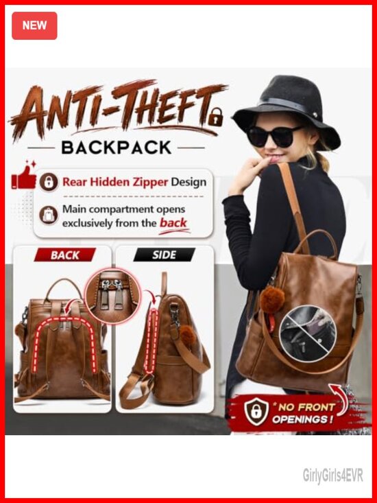 PU Leather Anti-theft Backpack Purse 3-in-1 Travel Shoulder Bag main image 6